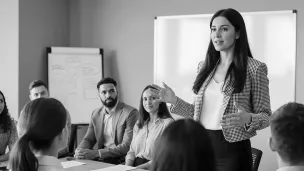 events header image of a woman speaking to a group